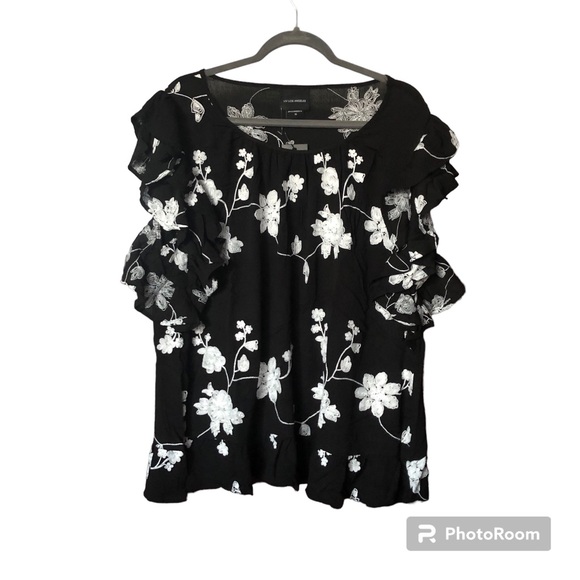 Anthropologie Liv Los Angeles Flutter Sleeve Embroidered Boho Cottagecore Top - Picture 5 of 17